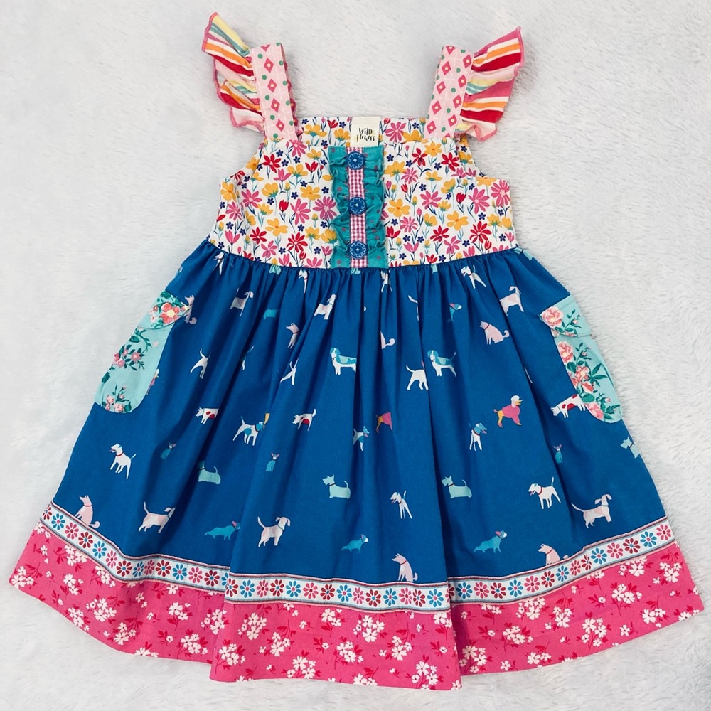 Wildflower Little girls puppy print dress.